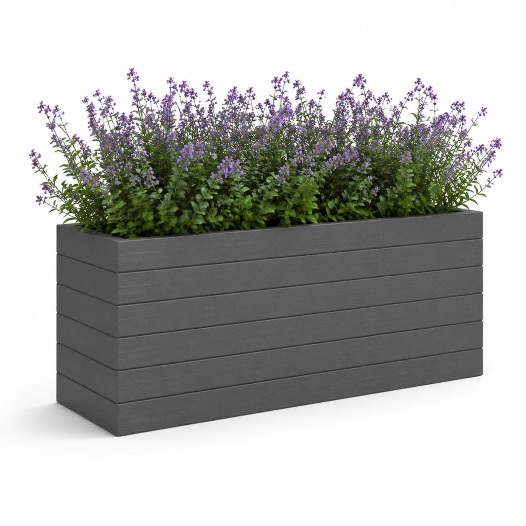 Fleur rectangulaire d'extérieur en bois-plastique anthracite composite, 100 × 40 × 50 cm