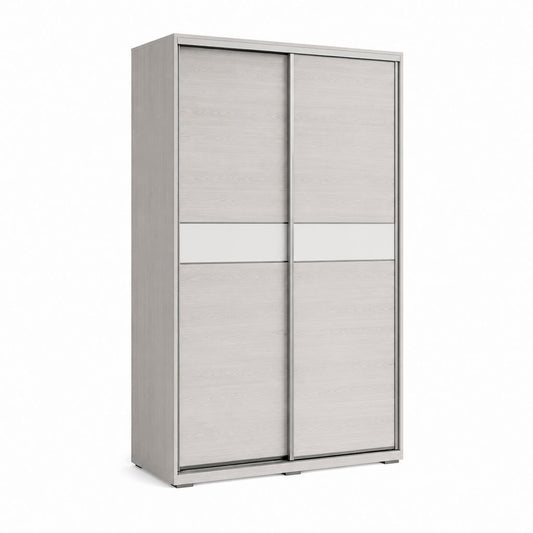Armoire de rangement en bois à 2 portes coulissantes, gris clair et blanc, 120 × 60 × 200 cm
