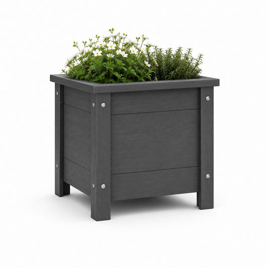 Fleur carrée intérieure et extérieure en composite anthracite WPC, 50 × 50 × 50 cm