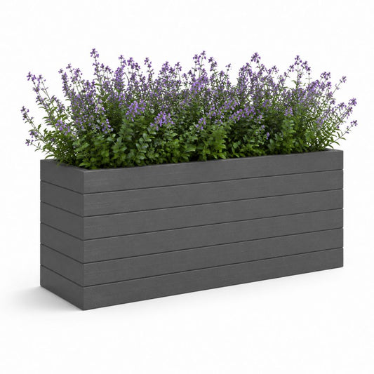 Fleur rectangulaire d'extérieur en bois-plastique anthracite composite, 100 × 40 × 50 cm