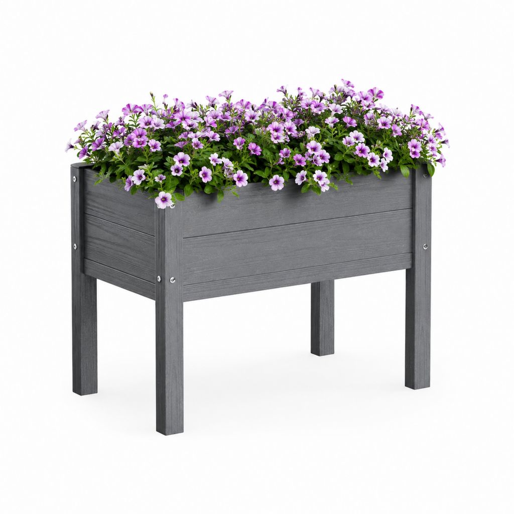 Ferme rectangulaire en bois-plastique gris composite, 100 × 50 × 54 cm