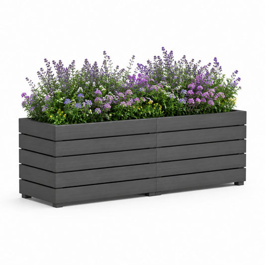 Fleur remontante rectangulaire d'extérieur en composite anthracite WPC, 150 × 50 × 70 cm