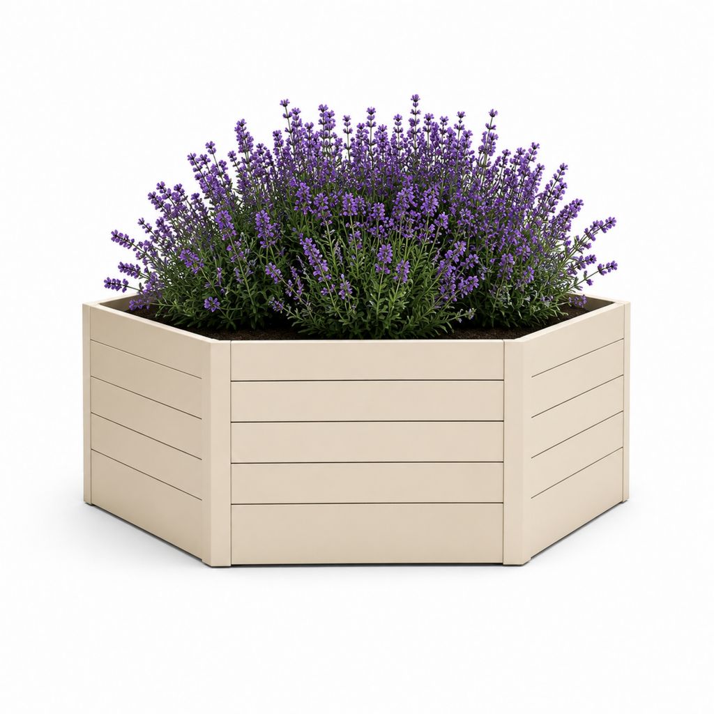 Fleur hexagonale extérieure en composite WPC beige 100 × 80 × 40 cm